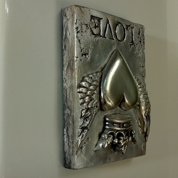 Sid Dickens, S-206 "Amour" silver heart Memory-Block wall tile *Rare & Retired* - Picture 3 of 8
